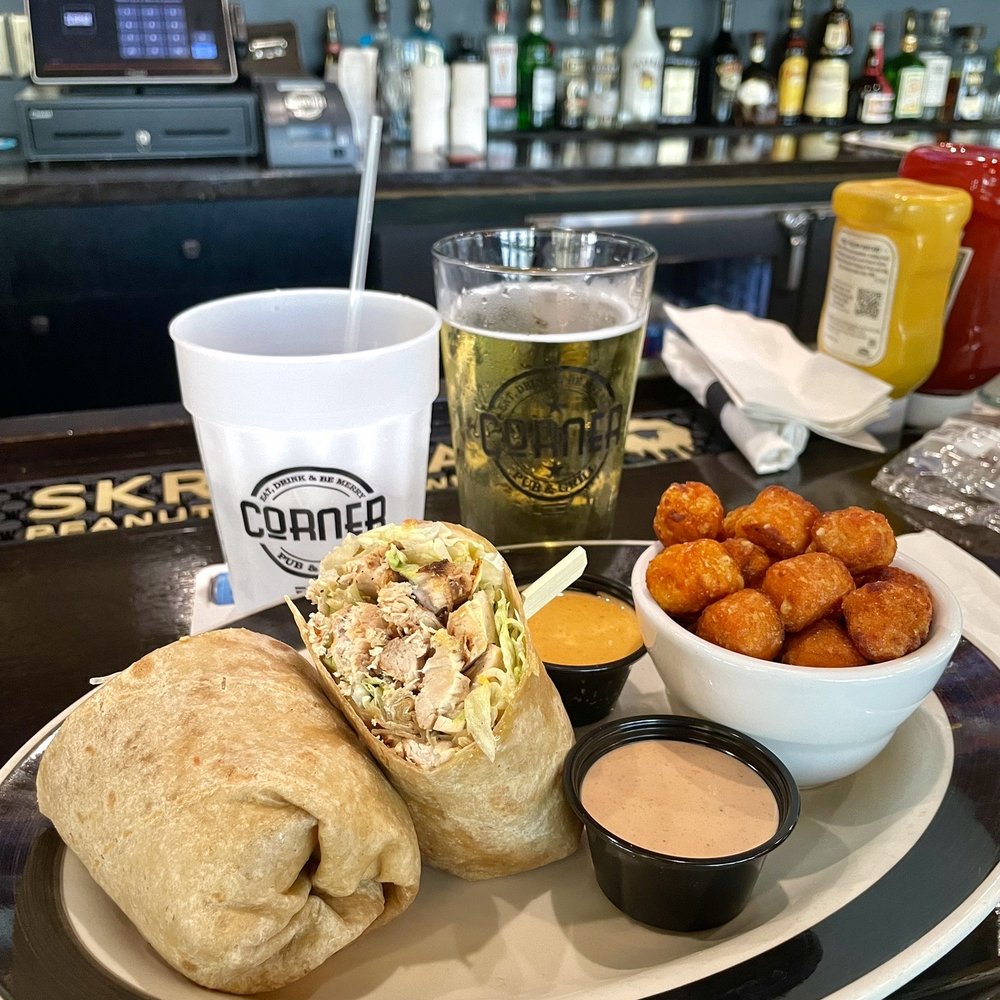 The Corner Pub and Grill - Bayou Birdie Wrap with Sweet Potato Tots and Cajun Dipping Sauce - Sports Bars Near Me - Ellisville, Missouri The Corner Pub and Grill - Bayou Birdie Wrap with Sweet Potato Tots and Cajun Dipping Sauce - Sports Bars Near Me - Ellisville, Missouri