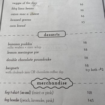 Fog Eater Cafe - Backside menu - Southern Near Me - Mendocino, California Fog Eater Cafe - Backside menu - Southern Near Me - Mendocino, California