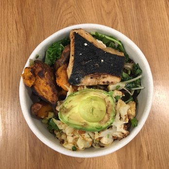 Dig Inn - Sweet potato, cauliflower with salmon, extra avocado - New American Near Me - New York, New York