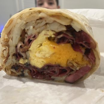 Lucky Boy - Bacon and pastrami breakfast burrito - Burgers Near Me - Pasadena, California Lucky Boy - Bacon and pastrami breakfast burrito - Burgers Near Me - Pasadena, California