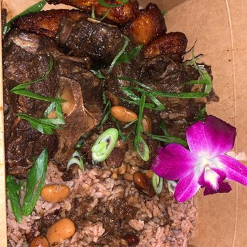 Bayview Kitchen - Ms Dina's Stewed Oxtail with Coconut Rice and Peas and Sweet Plantain - Wraps Near Me - Amityville, New York Bayview Kitchen - Ms Dina's Stewed Oxtail with Coconut Rice and Peas and Sweet Plantain - Wraps Near Me - Amityville, New York