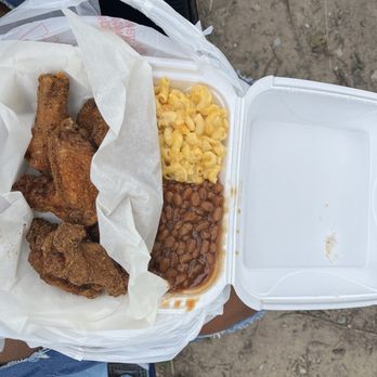 Chophouse BBQ & Catering - Wing dinner including smoked Mac and Beans with pork - Barbeque Near Me