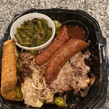 The Smoke Pit - The Stick Market Sandwich... brisket, pulled pork and sausage - Barbeque Near Me - Concord, North Carolina The Smoke Pit - The Stick Market Sandwich... brisket, pulled pork and sausage - Barbeque Near Me - Concord, North Carolina