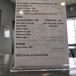 Wolf Creek Winery - Table Menu side 1