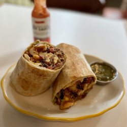 Wise Sons Jewish Deli - Breakfast burrito. Virtually no pastrami included in this $17 burrito, and the ratios of ingredients were way off. Would not recommend.