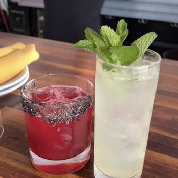 Sweet Talk - hibiscus margarita (left) pandan mojito (right) - Cocktail Bars Near Me - Brooklyn, New York
