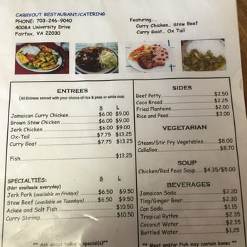 Caribbean Corner - Updated Menu 4/19/2016 - Caribbean Near Me - Fairfax, Virginia