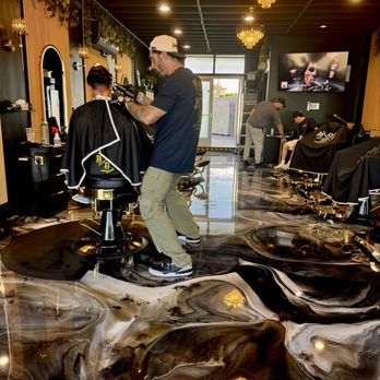 Dapper Don Broadway - Happy the barber doing his thing! - Men's Hair Salons Near Me - Costa Mesa, California