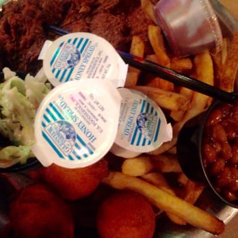 Bubba's Fish Shack - Hush puppies and pulled pork and some fries - Seafood Near Me - Surfside Beach, South Carolina