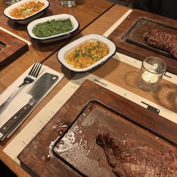 Flat Iron - mashed potatoes, creamed spinach, truffle mac and cheese - Steakhouses Near Me - London, XGL Flat Iron - mashed potatoes, creamed spinach, truffle mac and cheese - Steakhouses Near Me - London, XGL