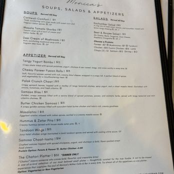Monica’s Mithai Cafe & Bar - Soup, salad, appetizer - super hard to pick when there are so many great options for starters - Indian Near Me - Andover, Massachusetts Monica’s Mithai Cafe & Bar - Soup, salad, appetizer - super hard to pick when there are so many great options for starters - Indian Near Me - Andover, Massachusetts