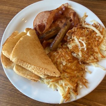 Denny's - Hashbrowns, sausage links, ham and white toast - Diners Near Me - Las Vegas, Nevada Denny's - Hashbrowns, sausage links, ham and white toast - Diners Near Me - Las Vegas, Nevada