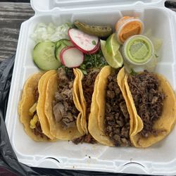 Taqueria Chako - Left to right: Pastor, Lengua, Campechanos, Asada, Barbacoa.