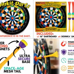 The Toy Maven - Bring family game night to life with Marky Sparky Doinkit Darts! This 16" magnetic dartboard includes six balanced magnetic d...