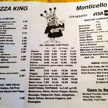 Monticello Pizza King - Menu - Pizza Near Me - Monticello, Indiana Monticello Pizza King - Menu - Pizza Near Me - Monticello, Indiana