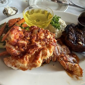 Domenico's On the Wharf - Filet Mignon 8 oz Australian Lobster Tail 12 - 14 oz. - Seafood Near Me - Monterey, California