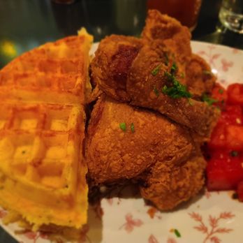 Yardbird - Watermelon Chicken and Waffles with Bourbon Syrup - Southern Near Me - Las Vegas, Nevada Yardbird - Watermelon Chicken and Waffles with Bourbon Syrup - Southern Near Me - Las Vegas, Nevada