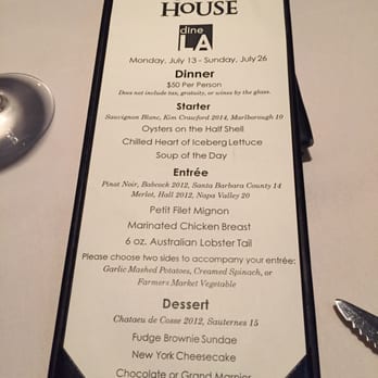 Arroyo Chop House - DineLA dinner menu - Steakhouses Near Me - Pasadena, California