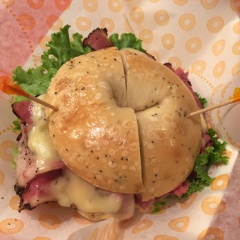 Barry Bagels - Hot pastrami sammich on an onion bagel - Salad Near Me - Avon, Ohio Barry Bagels - Hot pastrami sammich on an onion bagel - Salad Near Me - Avon, Ohio