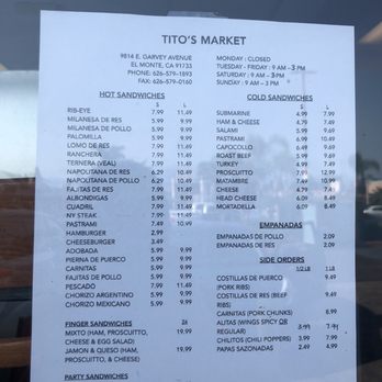 Tito's Market - Updated menu - Sandwiches Near Me - El Monte, California