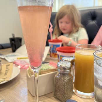 Hash Kitchen Arcadia - Glitter Bomb Peach Mimosa (looks better in person!!) - Breakfast & Brunch Near Me - Phoenix, Arizona