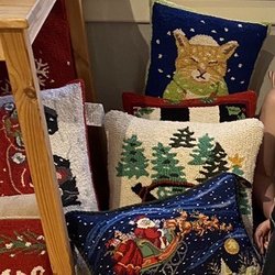 Tin Ceiling - Christmas themed needlepoint pillows