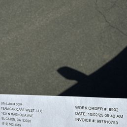 Time and date of my oil change