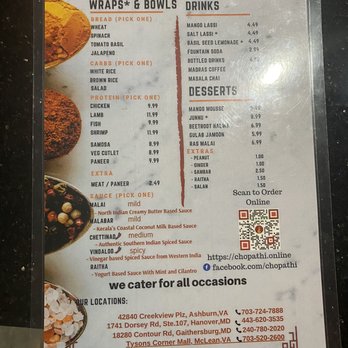 Chopathi - Menu pic 2 of 2 - Indian Near Me - Tysons Corner, Virginia
