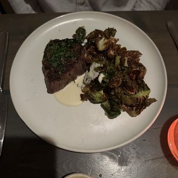 Loring Place - Filet with brussels, horseradish sauce and carrot puree (special) - Desserts Near Me - New York, New York Loring Place - Filet with brussels, horseradish sauce and carrot puree (special) - Desserts Near Me - New York, New York