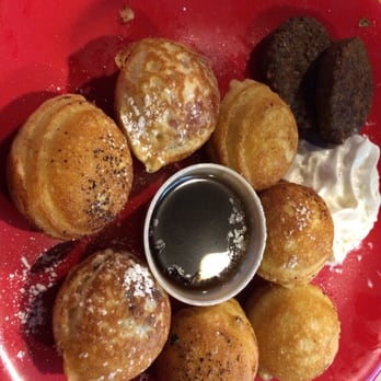 Katalina's - Latin pancake balls with Nutella and strawberry preserve, and veggie sausage - Breakfast & Brunch Near Me - Columbus, Ohio Katalina's - Latin pancake balls with Nutella and strawberry preserve, and veggie sausage - Breakfast & Brunch Near Me - Columbus, Ohio