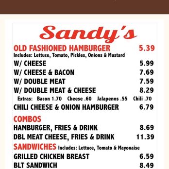 Sandy's Hamburgers - Menu - Burgers Near Me - Austin, Texas Sandy's Hamburgers - Menu - Burgers Near Me - Austin, Texas