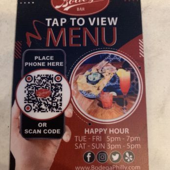 Bodega Bar - Menu QR - Latin American Near Me - Philadelphia, Pennsylvania
