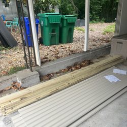 Lowe's Home Improvement- Lilburn - Partial order in my carport. I actually took this photo after I moved the cement & because I was told they did not put it in my carport.