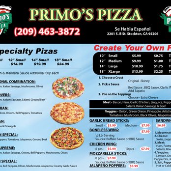 Primos pizza - prices of pizzas and their toppings - Pizza Near Me - Stockton, California Primos pizza - prices of pizzas and their toppings - Pizza Near Me - Stockton, California