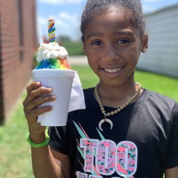 The Spot - Summertime happiness. Rainbow with unicorn toppings is his new fave. And she just likes anything - Shaved Ice Near Me - Richmond, Texas