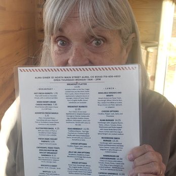 Alma Diner - Kat looking over the menu.. - Diners Near Me - Alma, Colorado Alma Diner - Kat looking over the menu.. - Diners Near Me - Alma, Colorado