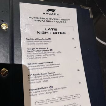 F1 Arcade - The late night menu that's not actually available past 10:30 - Bars Near Me - Boston, Massachusetts