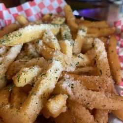 Darby O'Gills - Garlic Fries $7.49 Straight-cut fries, fresh garlic, Parmesan cheese & parsley