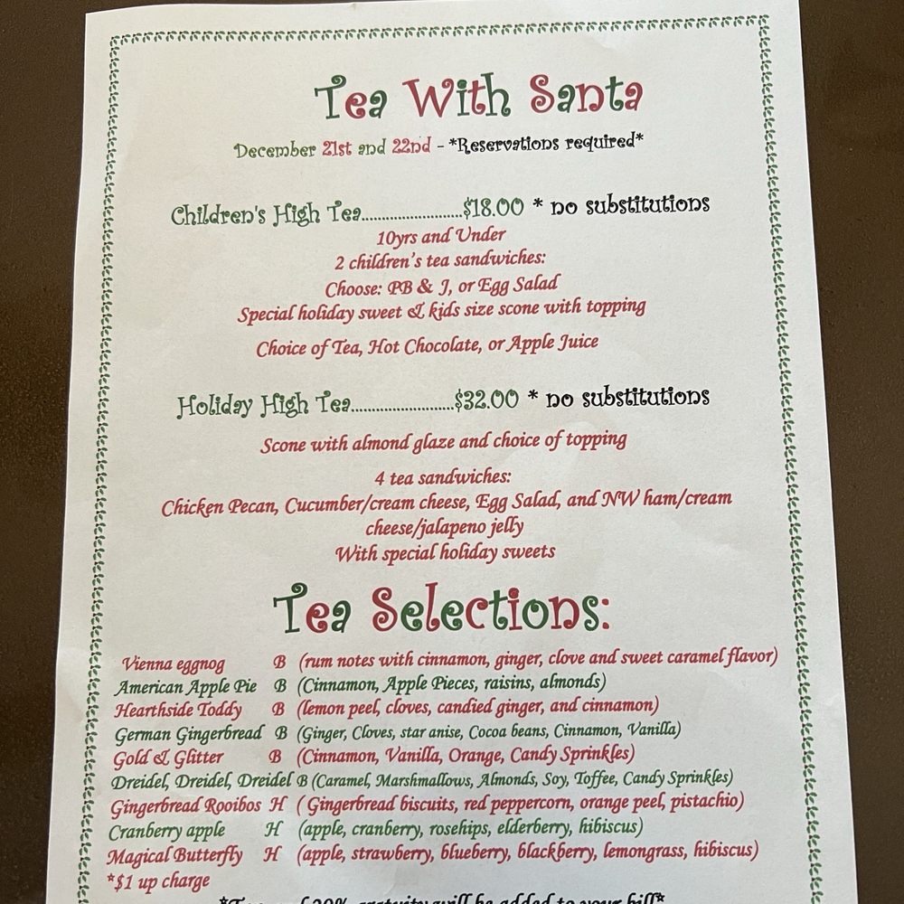 Attic Secrets Tea Room - Menu - Coffee & Tea Near Me - Marysville, Washington Attic Secrets Tea Room - Menu - Coffee & Tea Near Me - Marysville, Washington