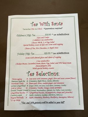 Menu photo 1 Attic Secrets Tea Room Marysville, WA