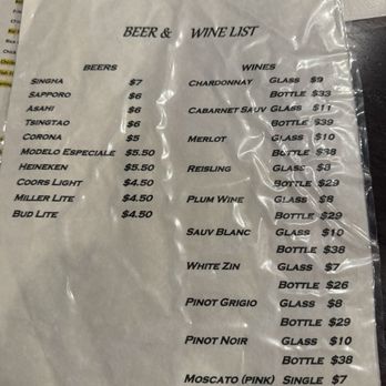Thai Bliss - Beer and Wine List - Thai Near Me - Indianapolis, Indiana