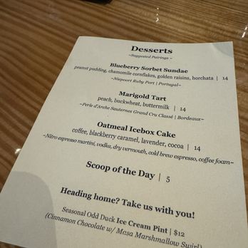 Odd Duck - Dessert menu for 6/30/25 - American Near Me - Austin, Texas
