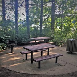 Pottawattomie Park - One of the BBQ grille and picnic table areas
