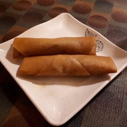 Curry chicken spring rolls. Delicious!