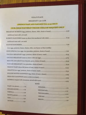 Menu photo 3 Viola's Restaurant Los Alamos, NM