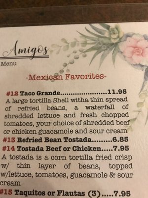 Menu photo 8 Dos Amigos Salome, AZ