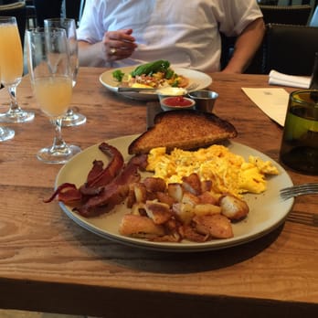 Finch & Fork - I ordered the 2 eggs any style with bacon. My husband ordered the huevos rancheros (highly recommended!!!!) - New American Near Me - Santa Barbara, California