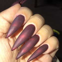 Nail’D it by Venus - Cat Eye Gel Polish with Matte Top coat.  Over sculpted extra long acrylic extensions