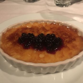 C & O Restaurant - Meyer Lemon Creme Brulee w/ huckleberry compote - New American Near Me - Charlottesville, Virginia
