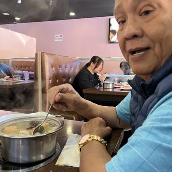 Round N Round Pot - Papa enjoying his birthday dinner - Hot Pot Near Me - Brisbane, California Round N Round Pot - Papa enjoying his birthday dinner - Hot Pot Near Me - Brisbane, California